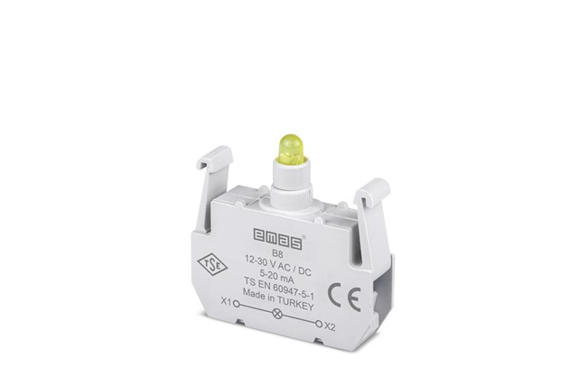 Yedek LED'li 12-30V AC/DC Sarı Sinyal Blok